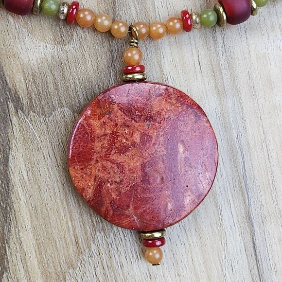 🔺️Jasper Pendant & Beaded Necklace - Picture 5 of 10
